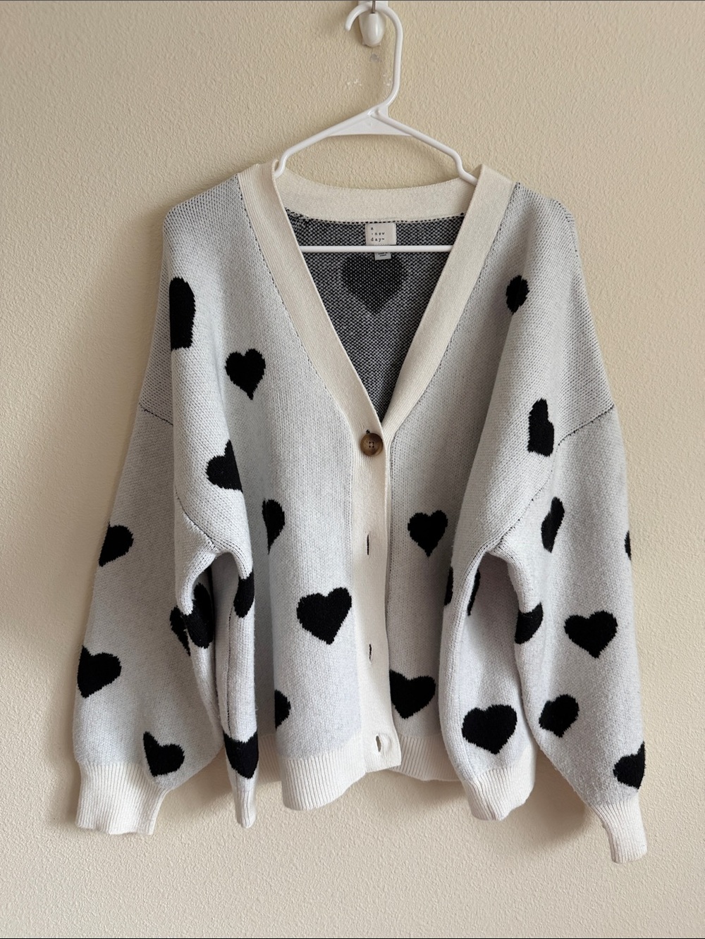 Target A New Day Cozy Heart Pattern V-Neck Cardigan Sweater